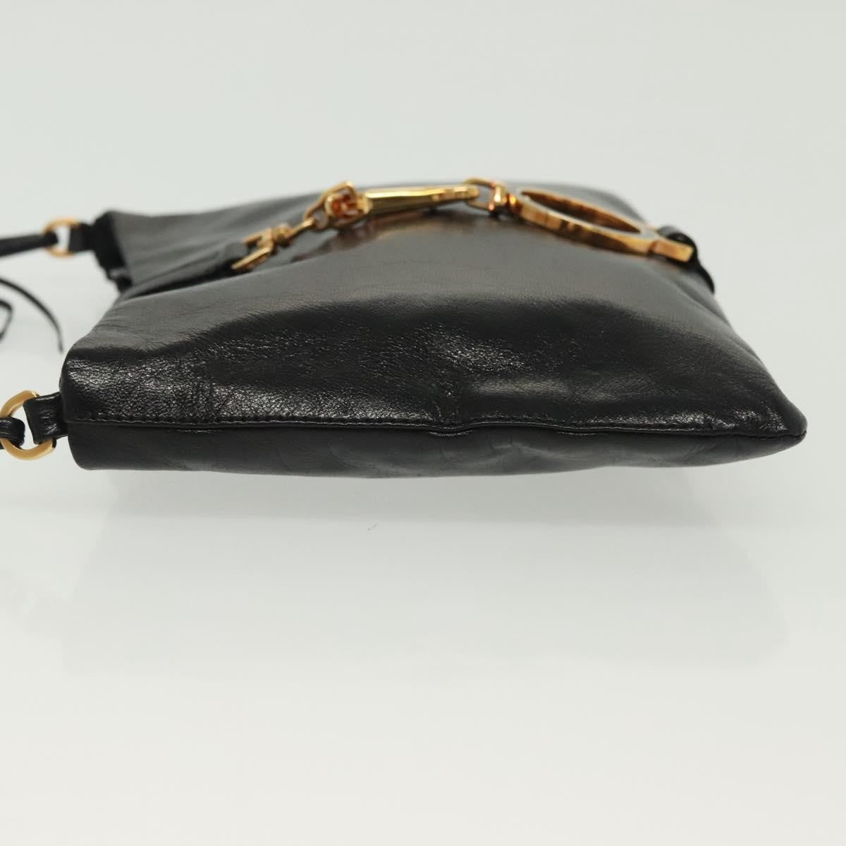 Prada Bow Shoulder Bag Vernice Saffiano Leather Black Leather Bag (Pre-Owned)