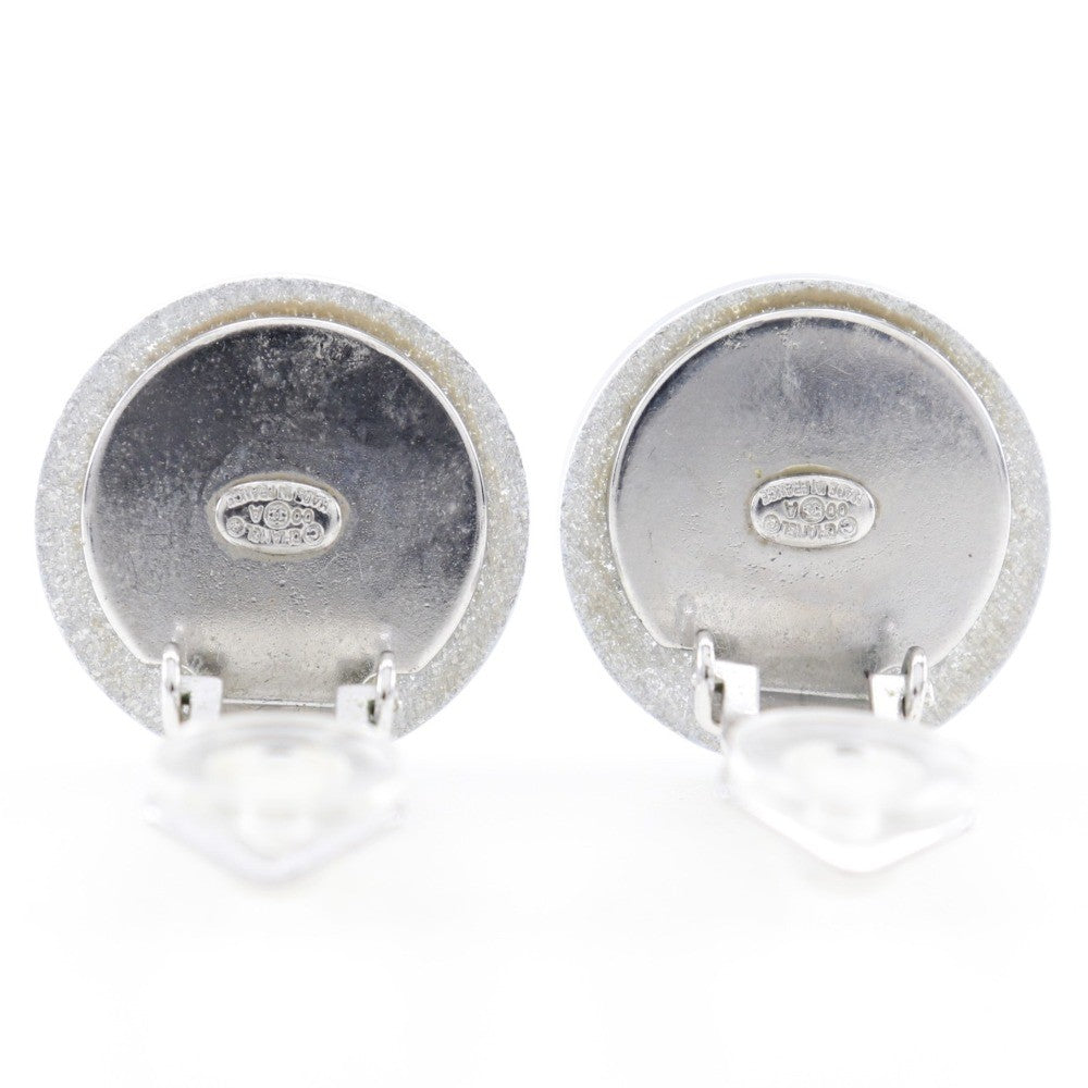 Chanel Cc Round Clip-On Earrings Glitter Resin Silver Plastic Earrings Jewelry (Pre-Owned)