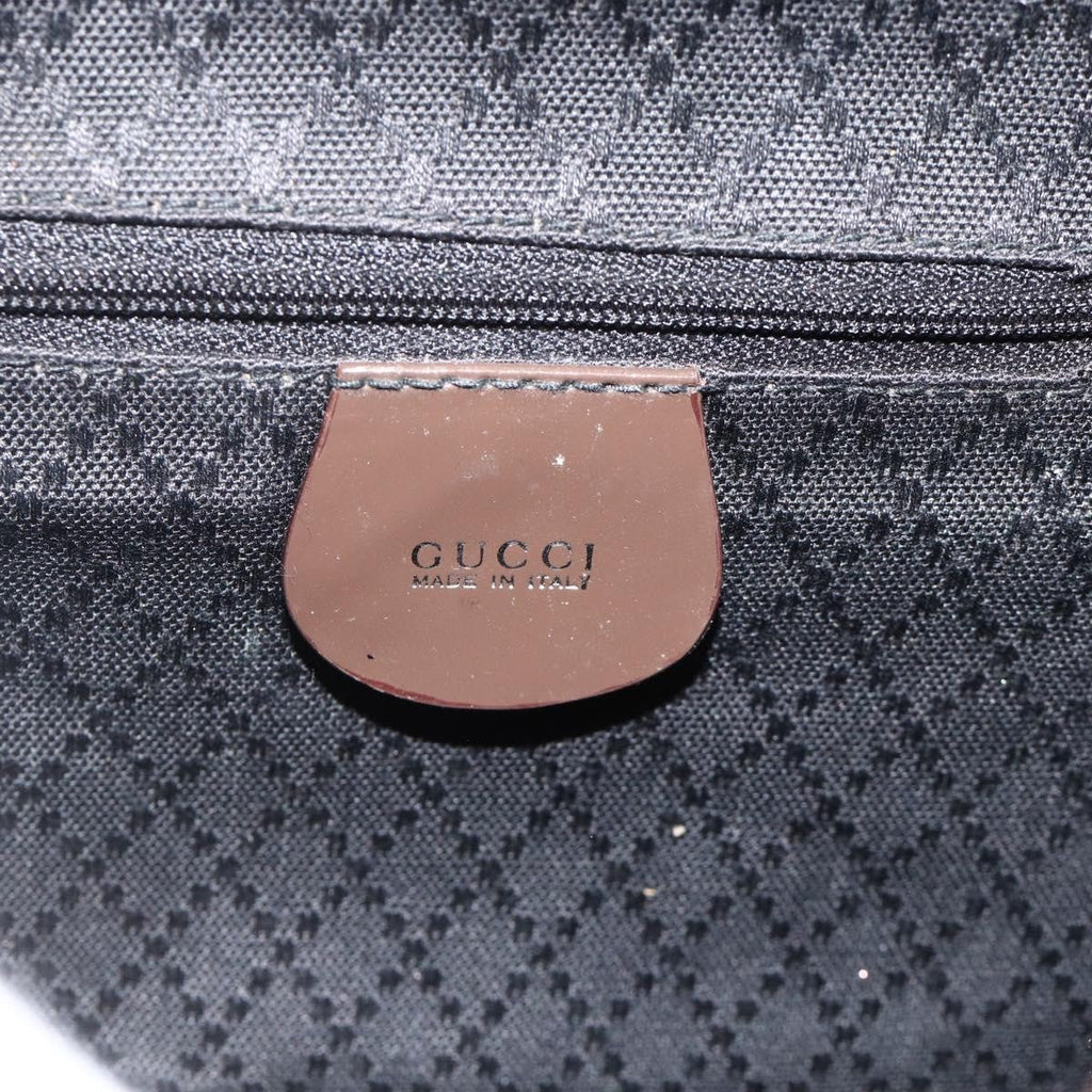Gucci Vintage Bamboo Backpack Nylon And Patent Leather Brown Nylon Backpack Bag (Pre-Owned)