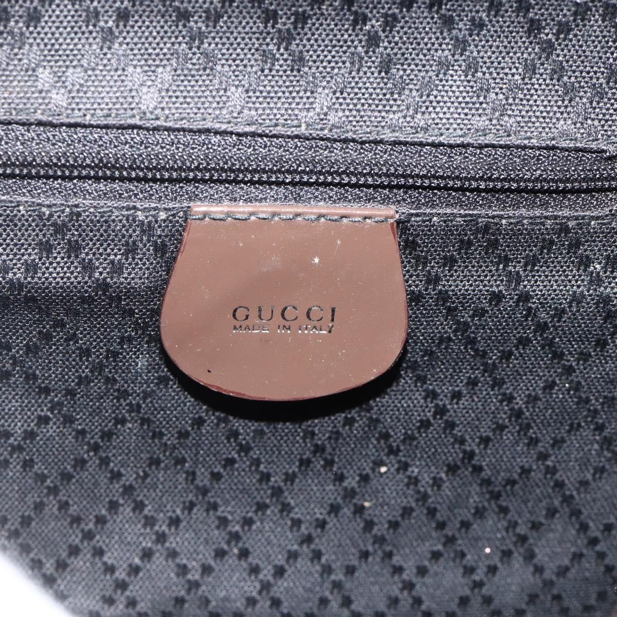 Gucci Vintage Bamboo Backpack Nylon And Patent Leather Brown Nylon Backpack Bag (Pre-Owned)