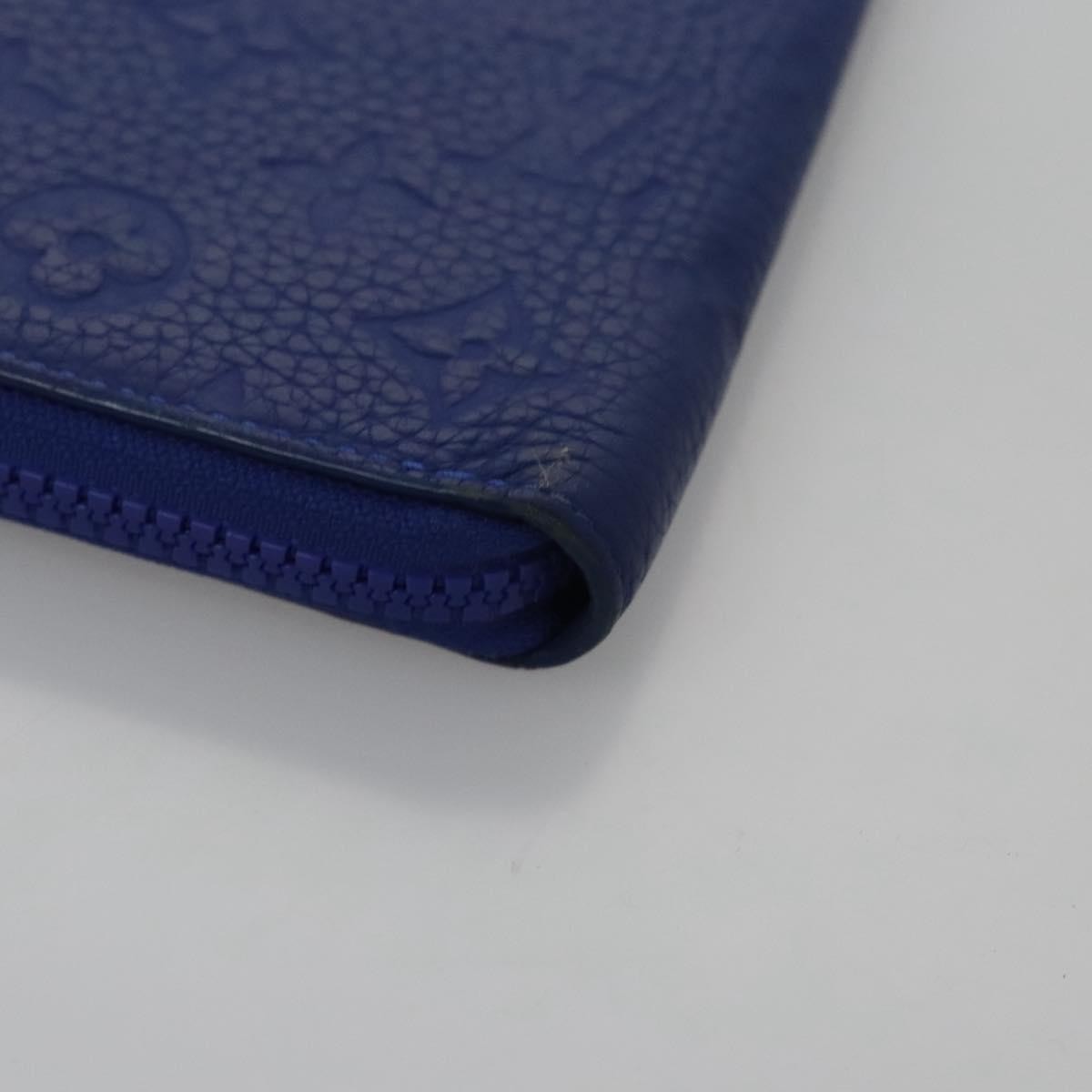 Louis Vuitton Zippy Wallet Nm Taurillon Leather Blue Canvas Wallets Accessory (Pre-Owned)
