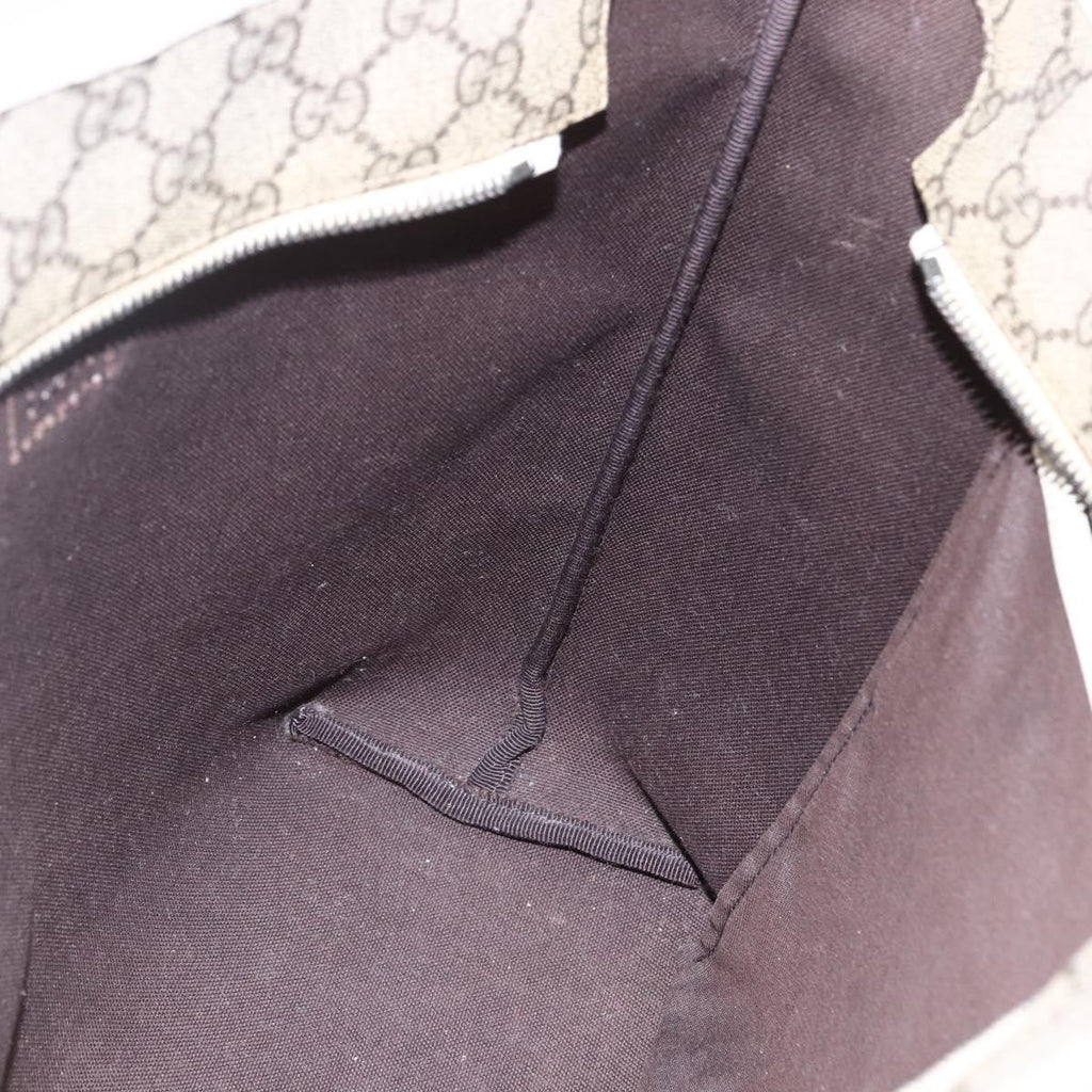 Gucci Plus Tote Gg Coated Canvas With Leather Beige Canvas Tote Bag Bag (Pre-Owned)