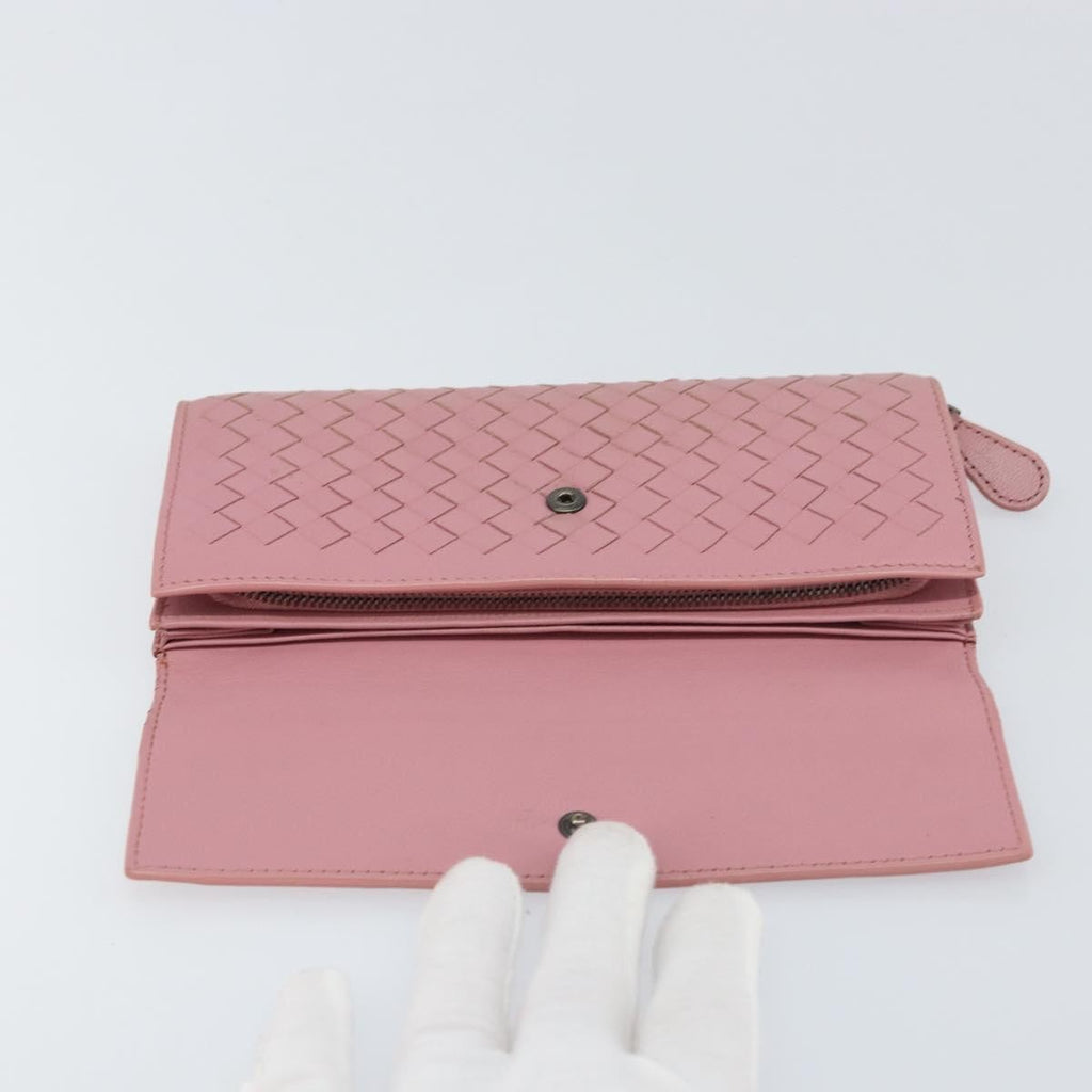 Bottega Veneta Intrecciato Long Zip  Wallet Leather Pink Leather Wallets Accessory (Pre-Owned)
