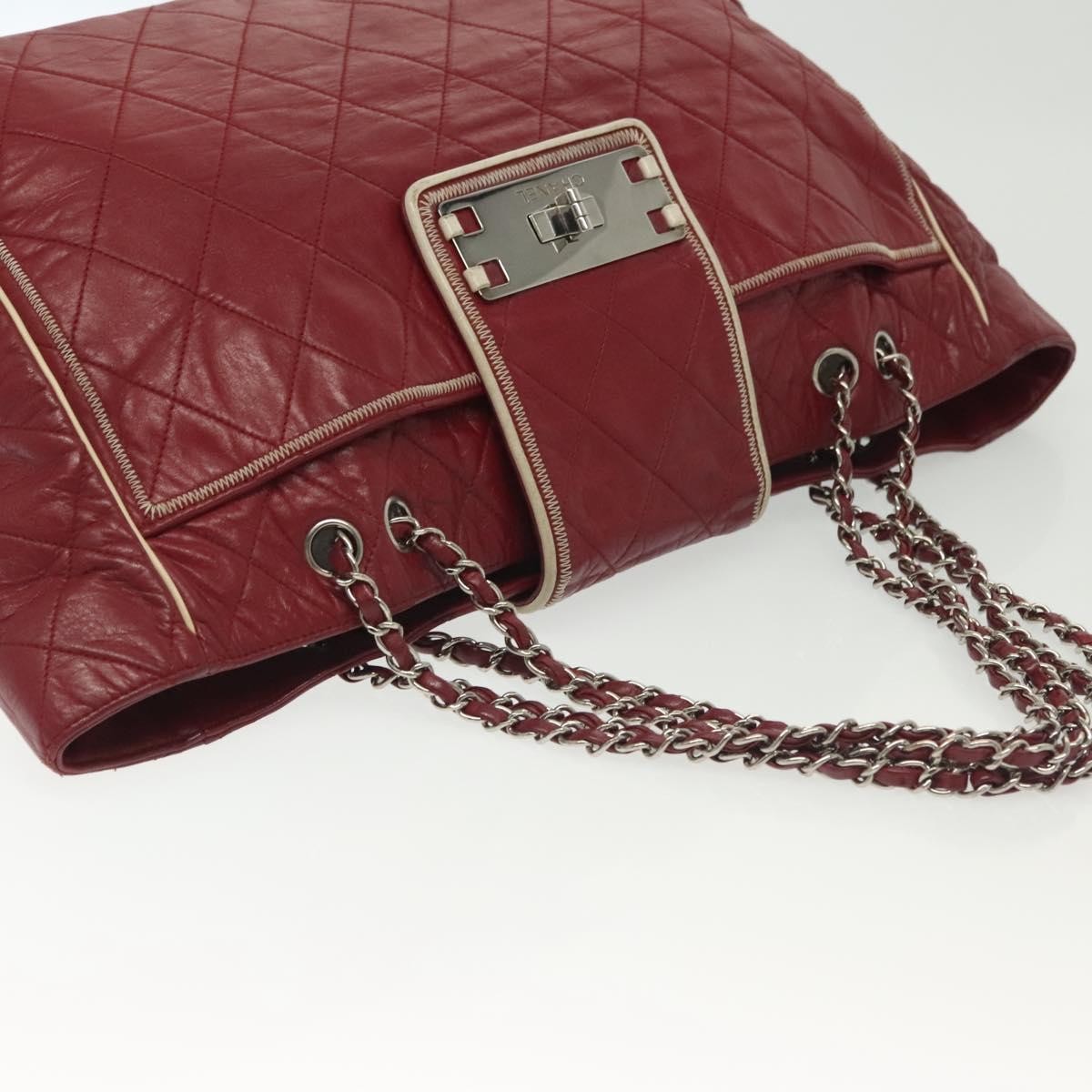 Chanel Vintage Reissue Chain Shopping Tote Leather Red Leather Bag (Pre-Owned)