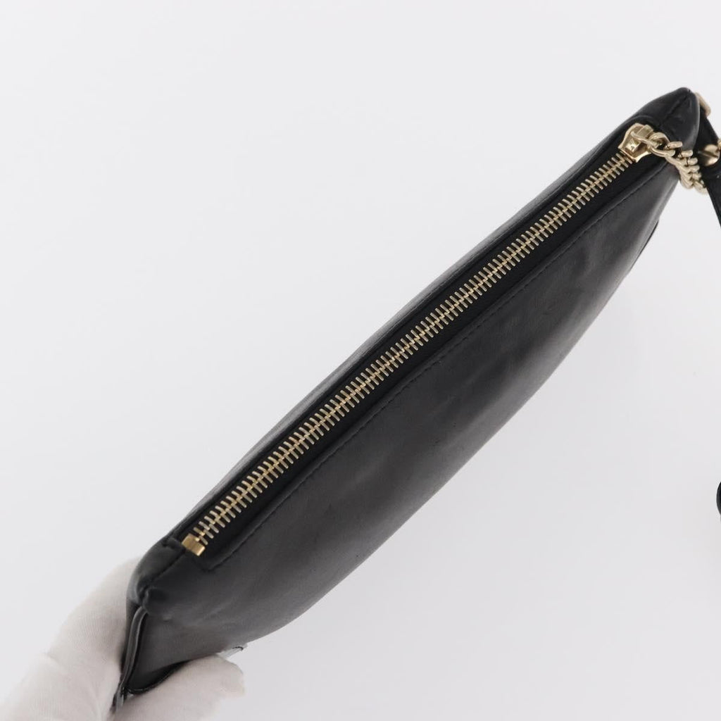 Chanel Camellia Clutch Bag Leather Black Leather Clutche & Pouche Bag (Pre-Owned)