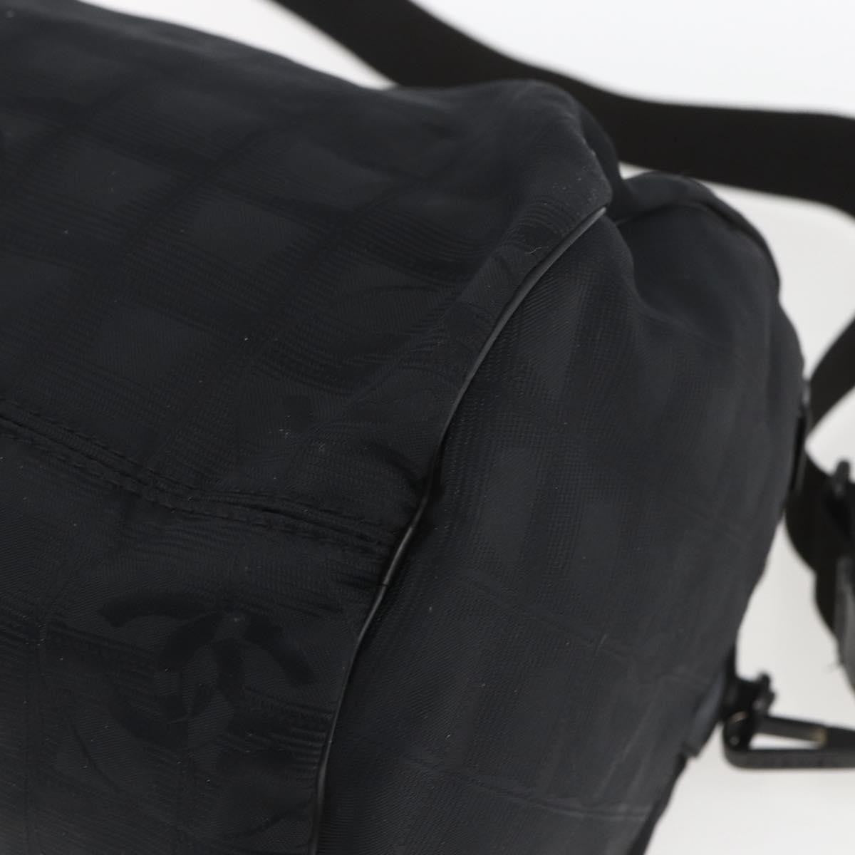 Chanel Travel Line Boston Bag Nylon Black Nylon Travel Bag Bag (Pre-Owned)