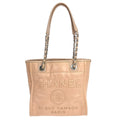 Chanel North South Deauville Tote Leather Pink Leather Tote Bag Bag (Pre-Owned)