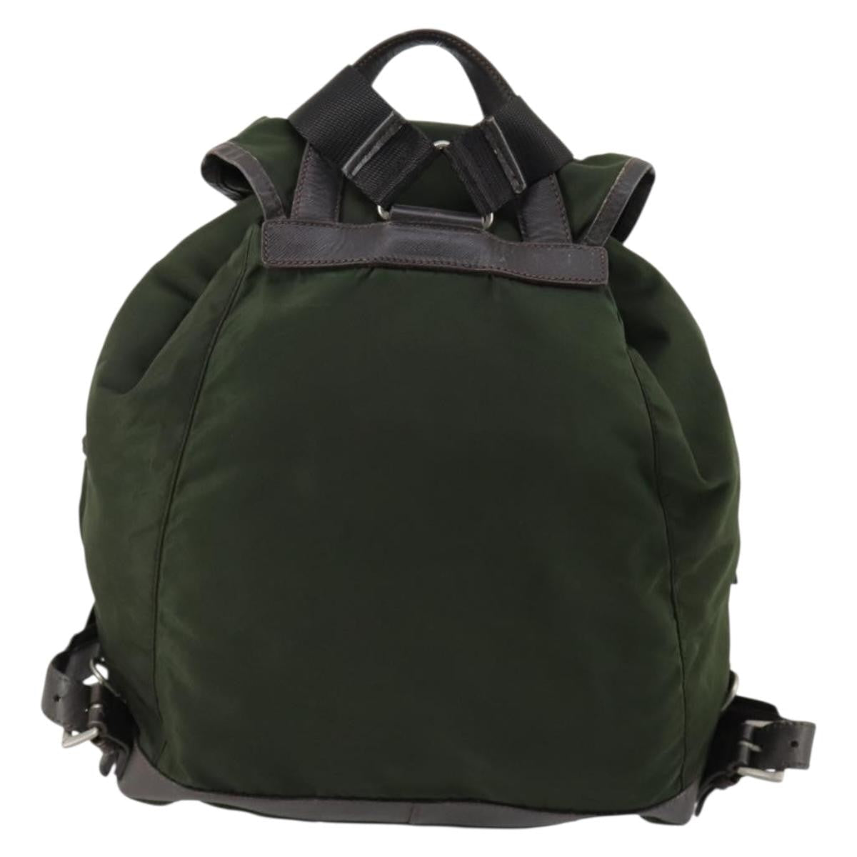 Prada Double Front Pocket Backpack Tessuto Khaki Nylon Backpack Bag (Pre-Owned)