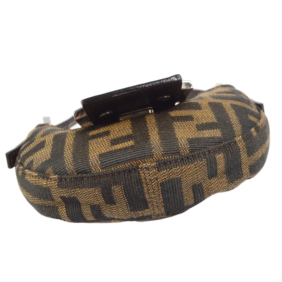 Fendi Vintage Croissant Bag Zucca Canvas Brown Canvas Handbag (Pre-Owned)