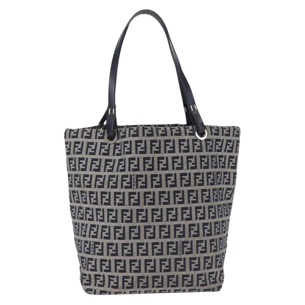 Fendi Shopping Tote Zucchino Canvas Navy Canvas Tote Bag Bag (Pre-Owned)