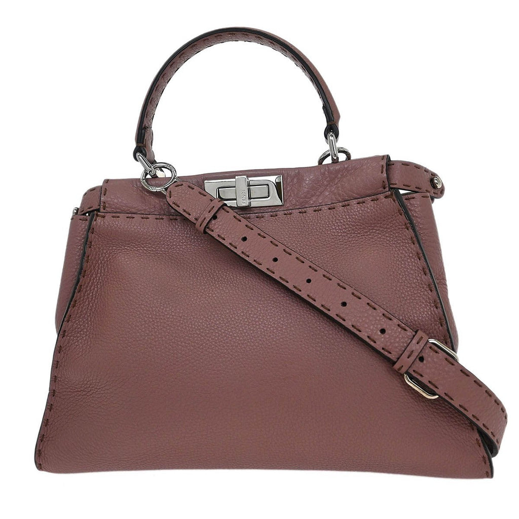 Fendi Selleria Peekaboo Bag Leather Purple Leather Handbag (Pre-Owned)