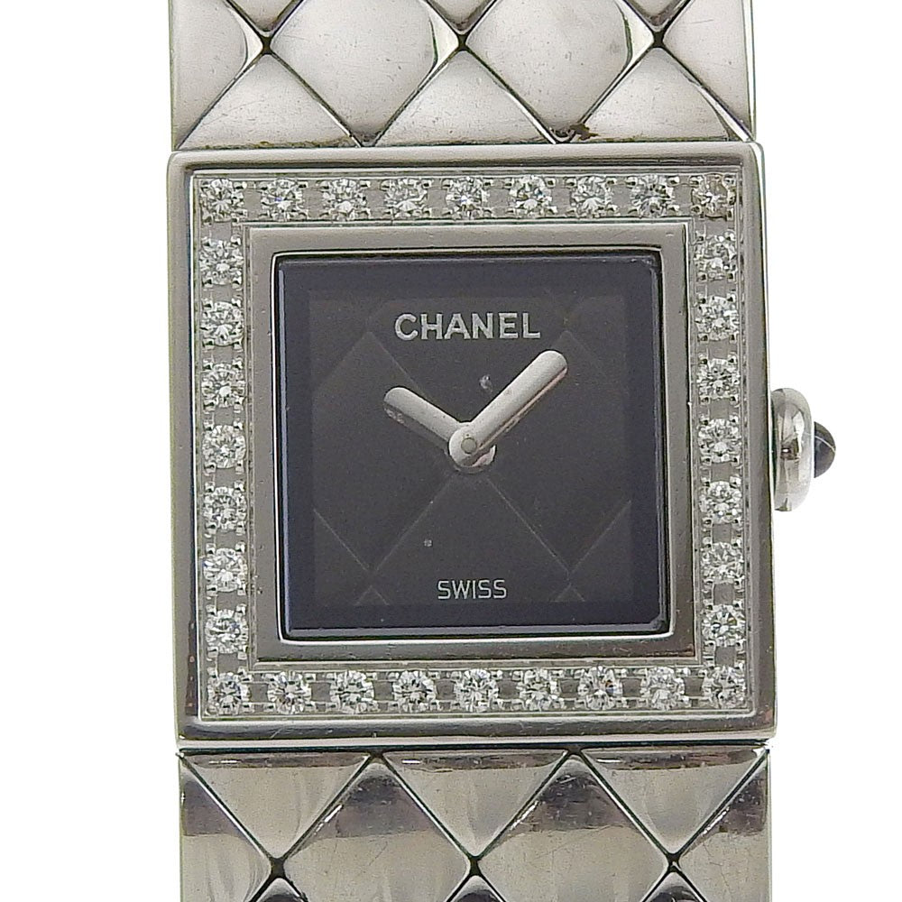 Chanel Matelasse Quartz Watch Stainless Steel With Diamond Bezel Watch (Pre-Owned)