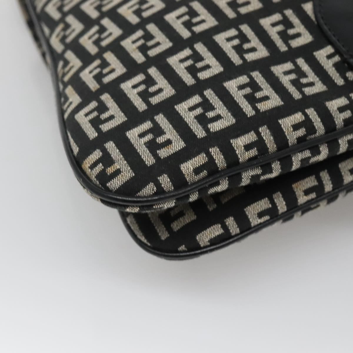 Fendi Buckle Flap Shoulder Bag Zucchino Canvas Black Canvas Shoulder Bag Bag (Pre-Owned)