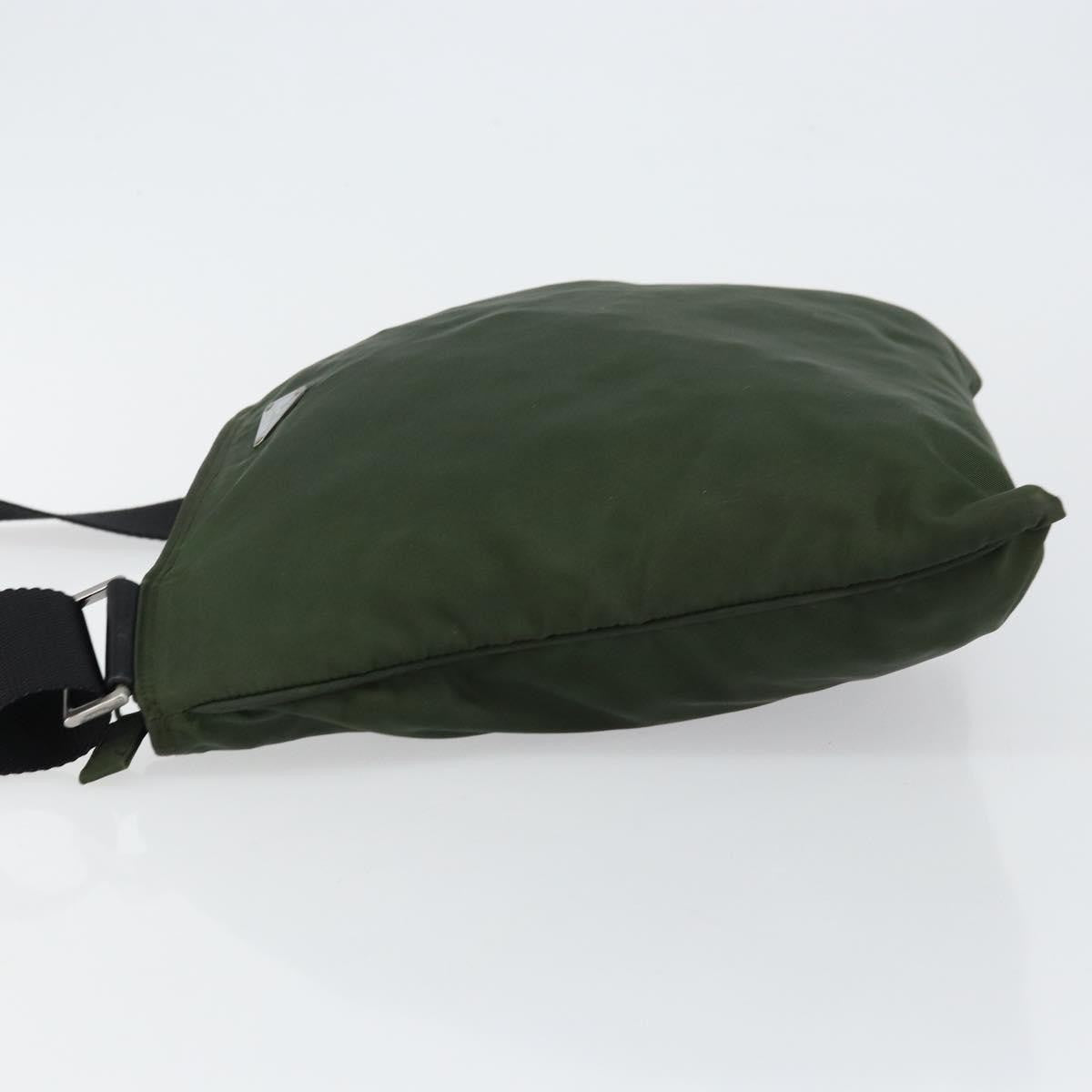 Prada Flat Messenger Bag Tessuto Khaki Nylon Shoulder Bag Bag (Pre-Owned)