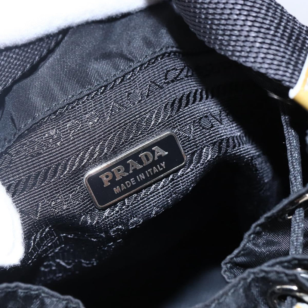 Prada Duet Drawstring Bucket Bag Tessuto Black Nylon Bag (Pre-Owned)