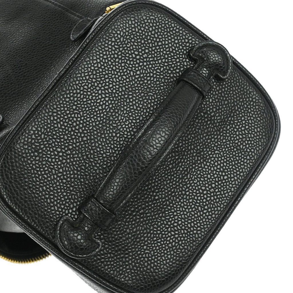 Chanel Vintage Timeless Cosmetic Case Caviar Black Leather Handbag (Pre-Owned)