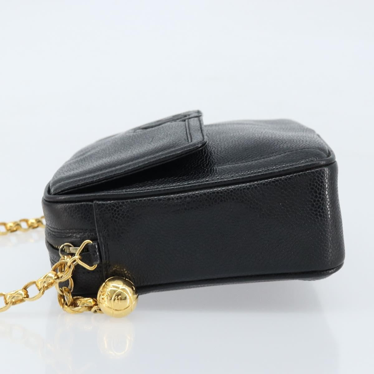 Chanel Vintage Front Pocket Cc Camera Bag Caviar Black Leather Shoulder Bag Bag (Pre-Owned)