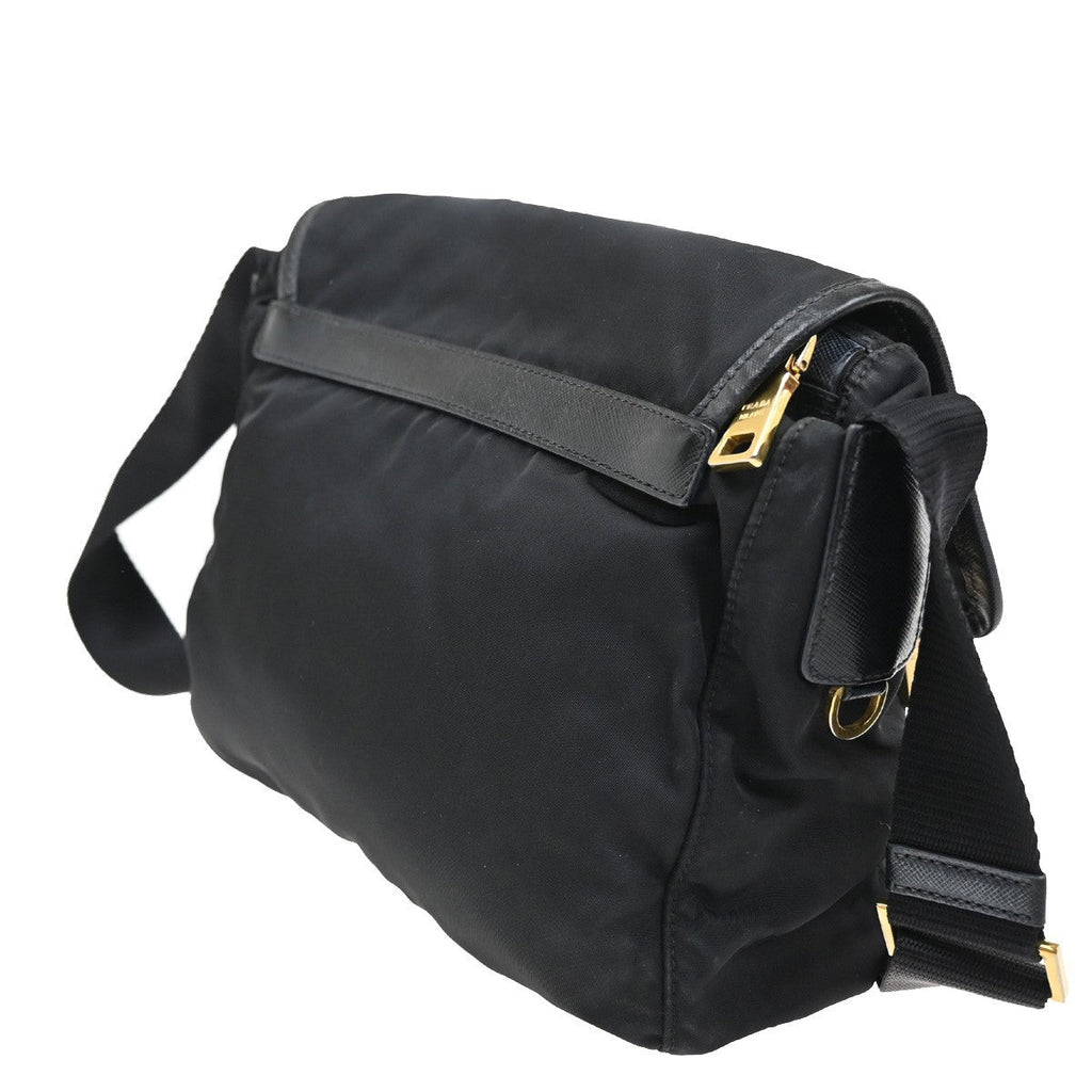 Prada Buckle Messenger Bag Tessuto Black Nylon Shoulder Bag Bag (Pre-Owned)