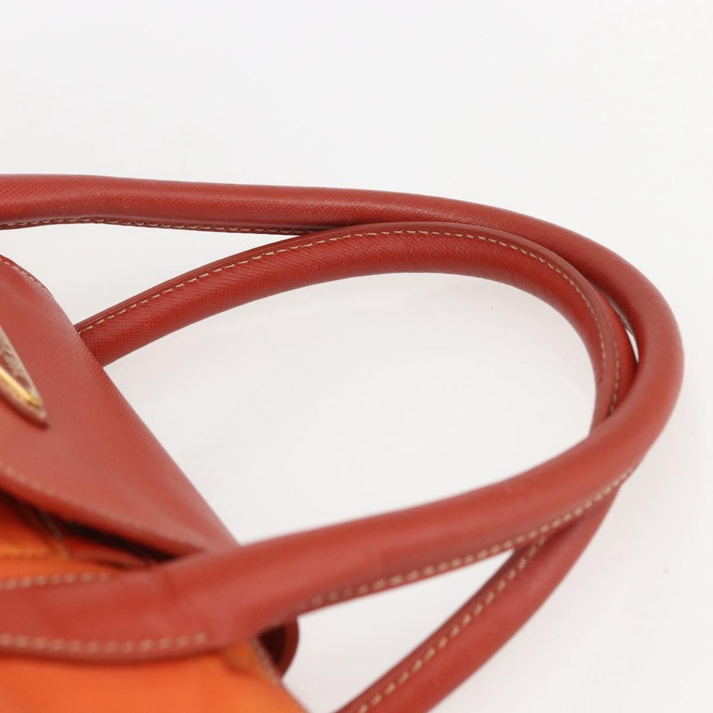 Prada Convertible Flap Tote Tessuto And Saffiano Leather Orange Nylon Tote Bag Bag (Pre-Owned)