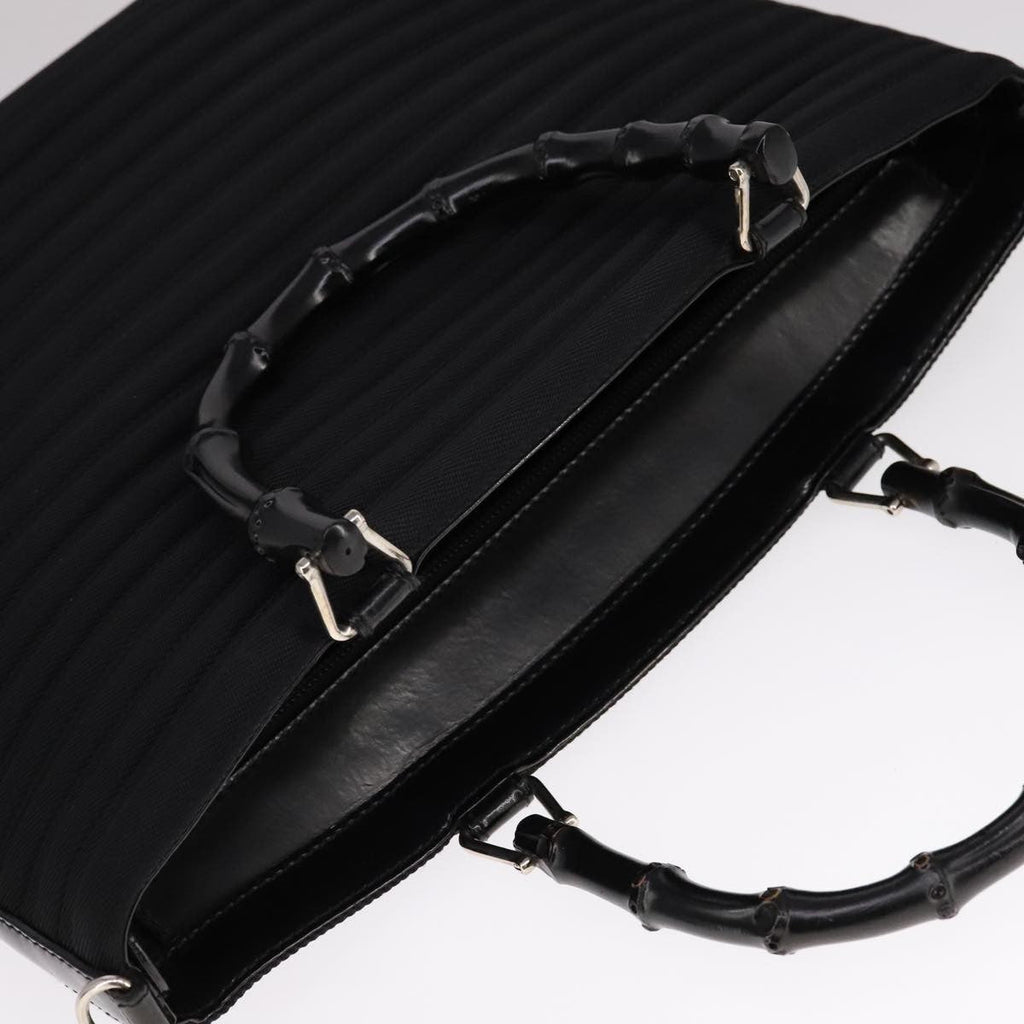 Gucci Convertible Bamboo Zip Tote Nylon Black Nylon Tote Bag Bag (Pre-Owned)