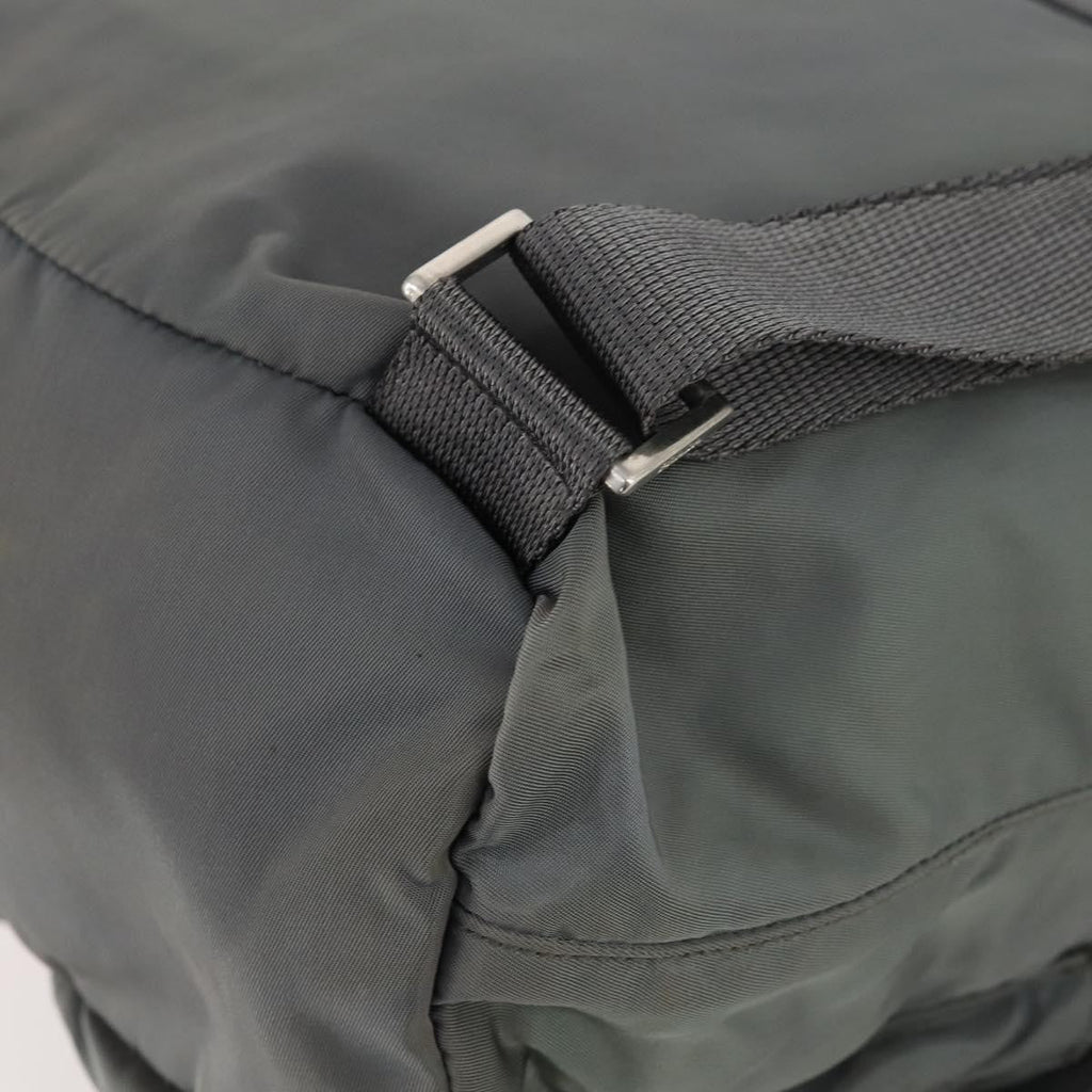 Prada Double Front Pocket Backpack Tessuto Gray Nylon Backpack Bag (Pre-Owned)