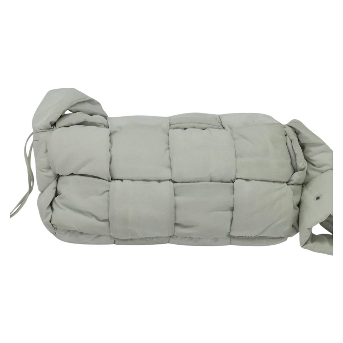 Bottega Veneta Padded Tech Cassette Crossbody Bag Intrecciato Nylon Gray Nylon Shoulder Bag Bag (Pre-Owned)