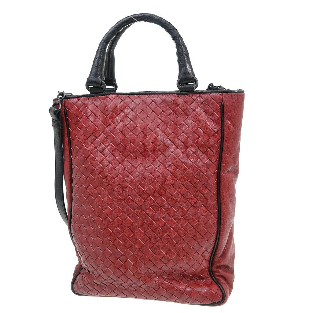 Bottega Veneta Intrecciato Tote Leather Red Leather Tote Bag Bag (Pre-Owned)