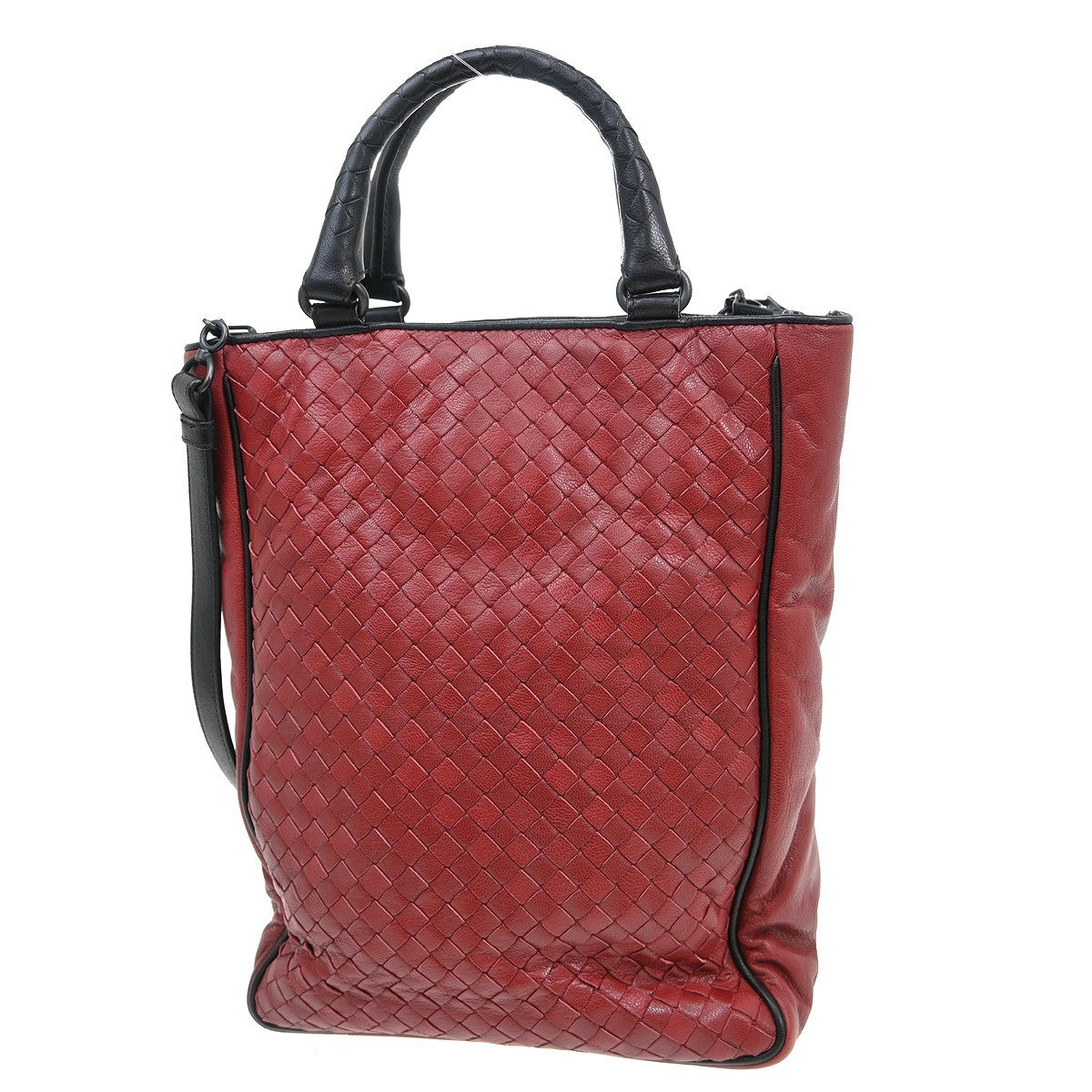 Bottega Veneta Intrecciato Tote Leather Red Leather Tote Bag Bag (Pre-Owned)