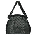Chanel Vintage Embroidered Cc Chain Tote Quilted Suede And Shearling Black Suede Tote Bag Bag (Pre-Owned)
