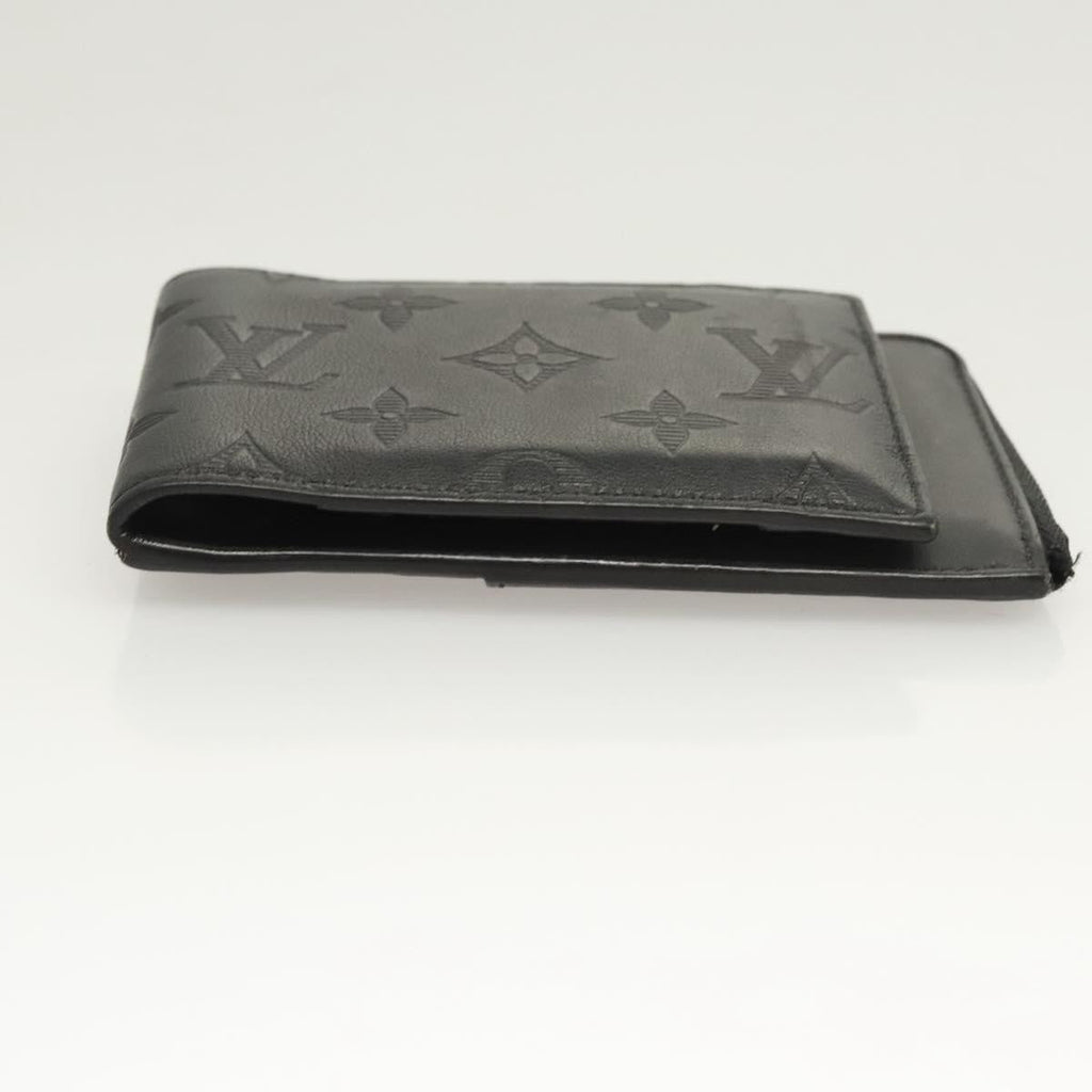 Louis Vuitton Hybrid Wallet Monogram Shadow Leather Black Leather Wallets Accessory (Pre-Owned)