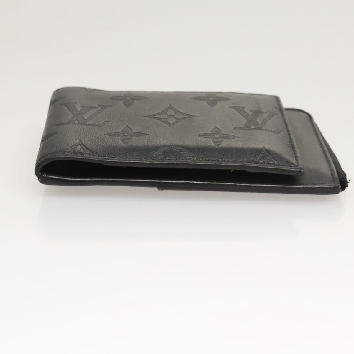 Louis Vuitton Hybrid Wallet Monogram Shadow Leather Black Leather Wallets Accessory (Pre-Owned)