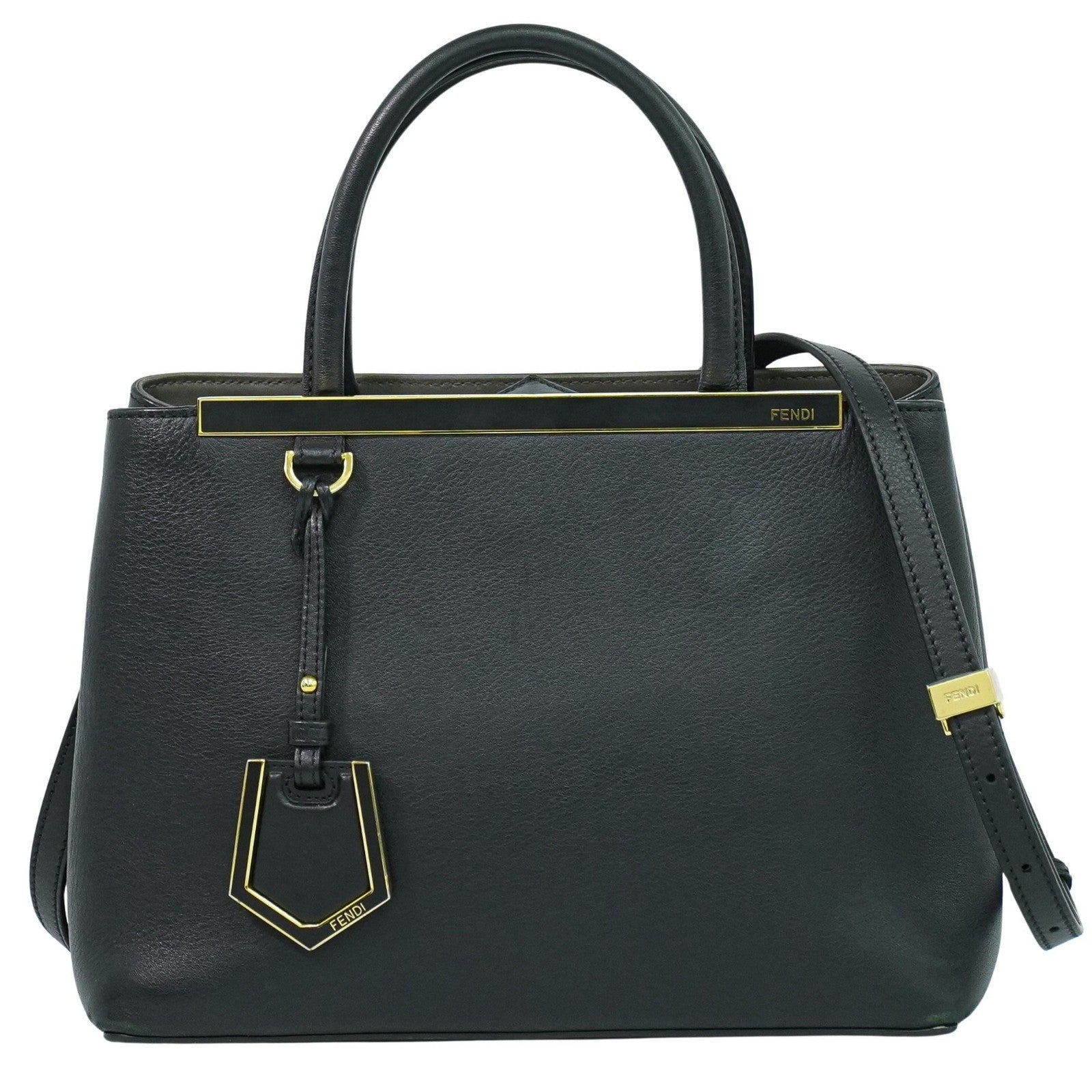 Fendi 2Jours Bag Leather Black Leather Handbag (Pre-Owned)