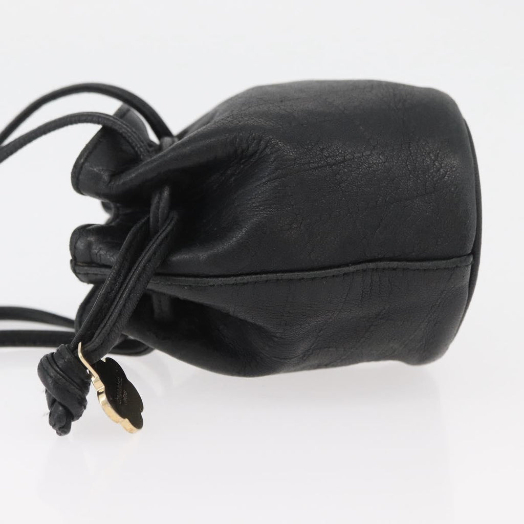Chanel Camellia Clutch Bag Leather Black Leather Clutche & Pouche Bag (Pre-Owned)