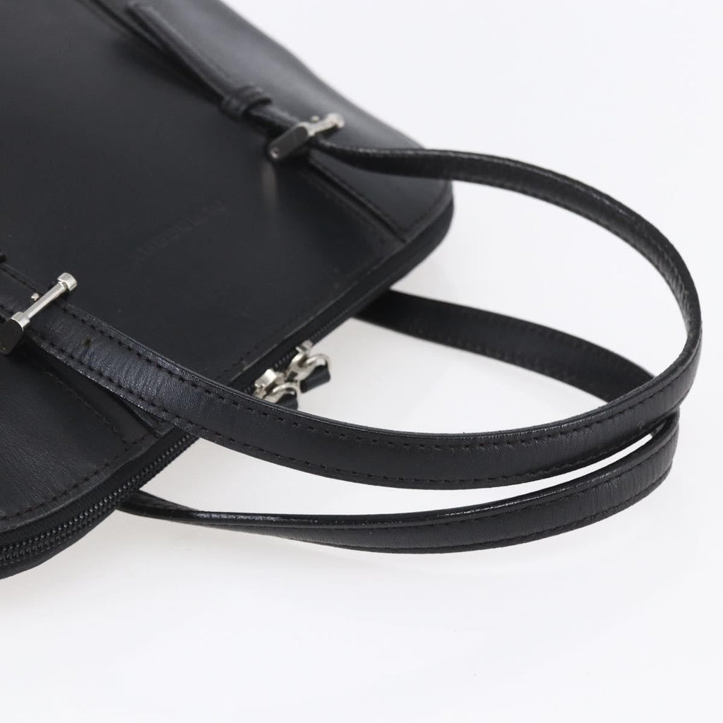 Burberry Vintage Handbag Leather Black Leather Handbag (Pre-Owned)