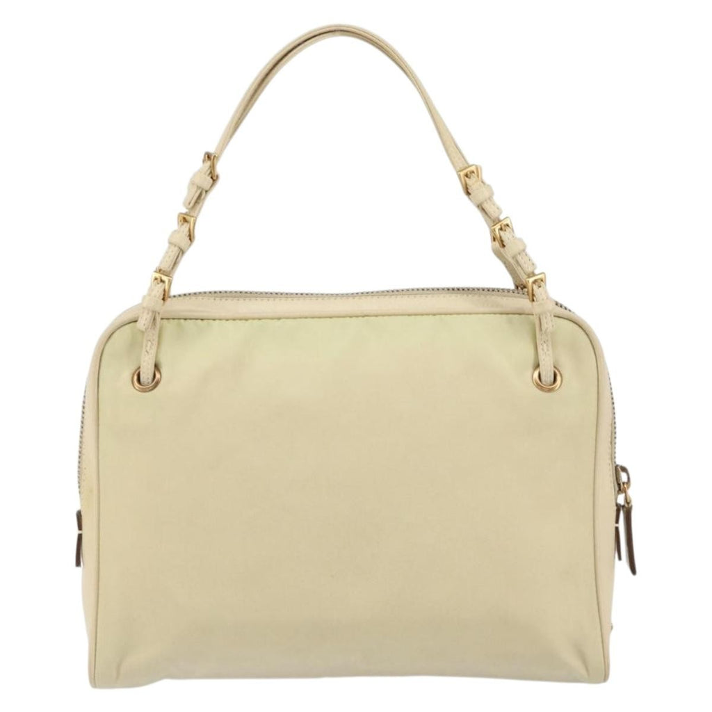 Prada Vintage Handbag Tessuto Beige Nylon Handbag (Pre-Owned)