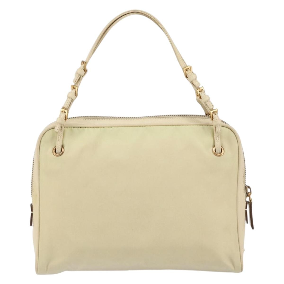Prada Vintage Handbag Tessuto Beige Nylon Handbag (Pre-Owned)