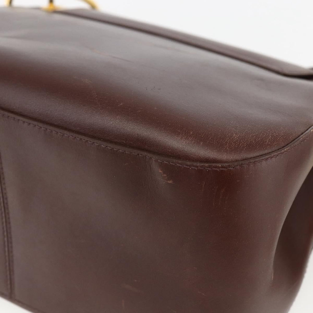Prada Vintage Shoulder Bag Leather Brown Leather Shoulder Bag Bag (Pre-Owned)