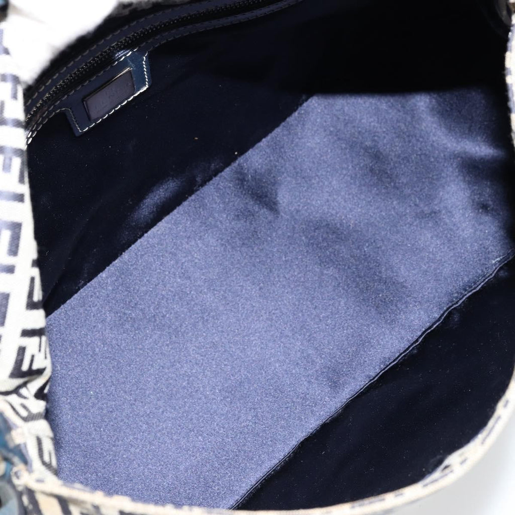 Fendi Mama Forever Bag Zucchino Canvas Navy Canvas Shoulder Bag Bag (Pre-Owned)