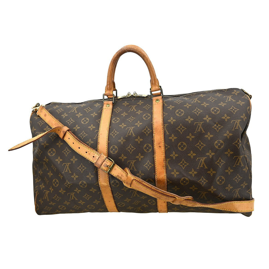 Louis Vuitton Keepall Bandouliere Bag Monogram Canvas Brown Canvas Travel Bag Bag (Pre-Owned)