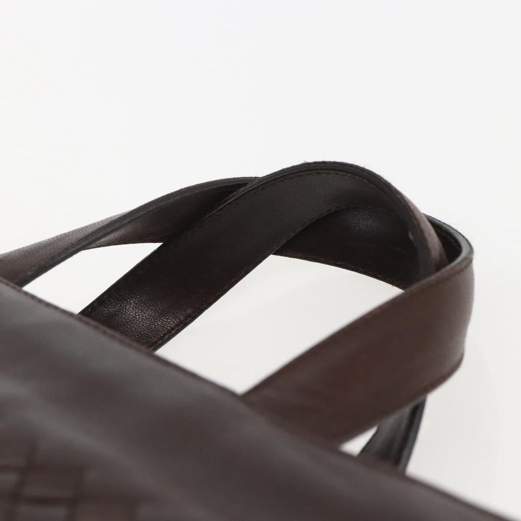 Bottega Veneta Intrecciato Handbag Leather Brown Leather Handbag (Pre-Owned)