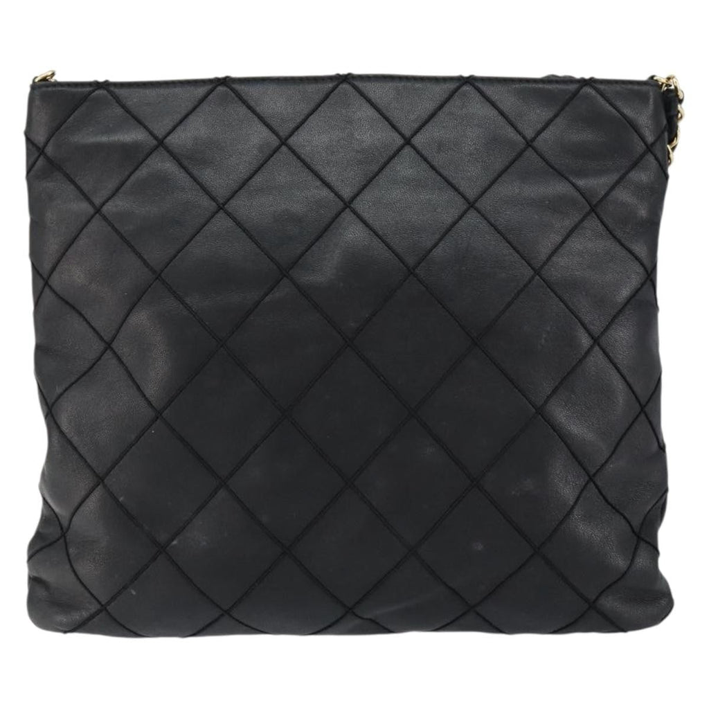 Chanel Vintage Shoulder Bag Leather Black Leather Shoulder Bag Bag (Pre-Owned)
