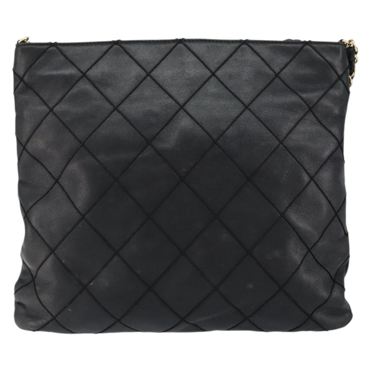 Chanel Vintage Shoulder Bag Leather Black Leather Shoulder Bag Bag (Pre-Owned)