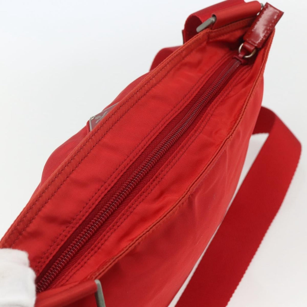 Prada Zip Top Messenger Bag Tessuto Red Nylon Shoulder Bag Bag (Pre-Owned)