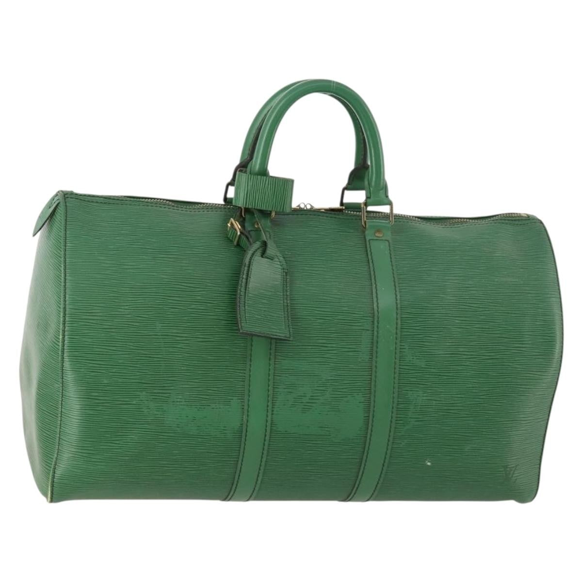 Louis Vuitton Keepall Bag Epi Leather Green Leather Travel Bag Bag (Pre-Owned)