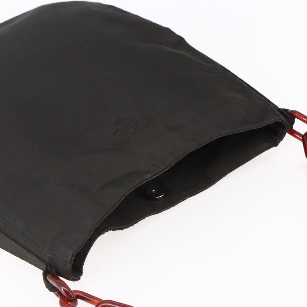 Prada Resin Chain Shoulder Bag Nylon Brown Nylon Shoulder Bag Bag (Pre-Owned)