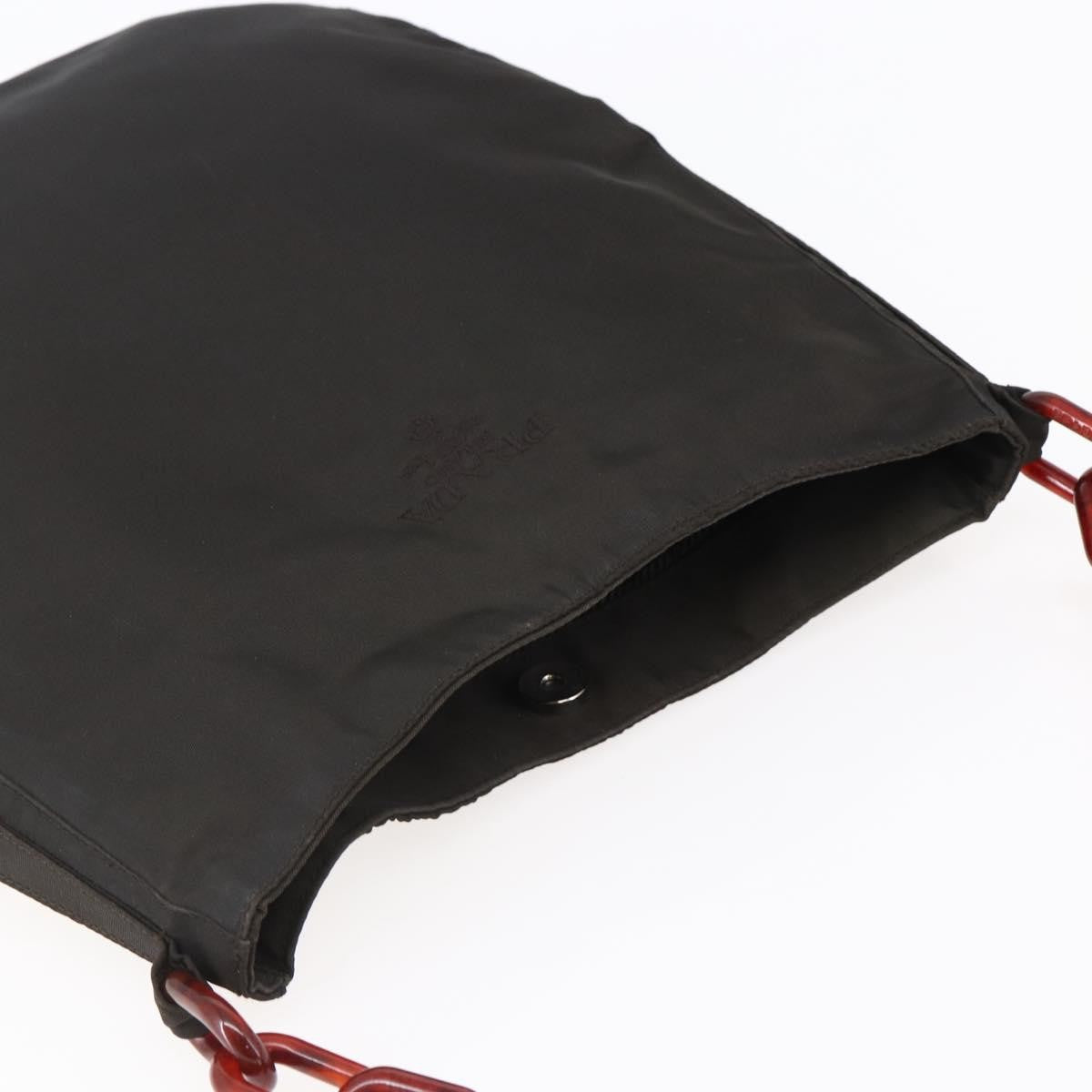 Prada Resin Chain Shoulder Bag Nylon Brown Nylon Shoulder Bag Bag (Pre-Owned)