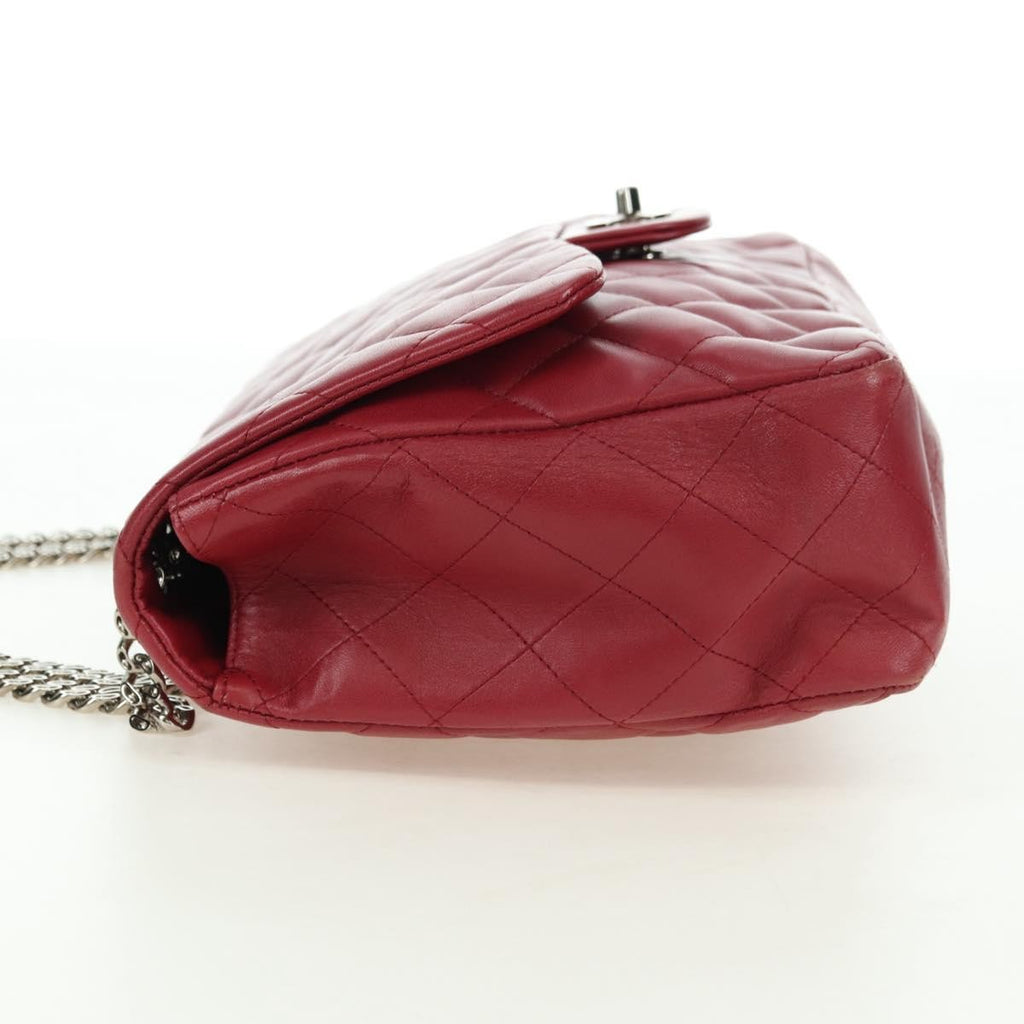 Chanel Classic Single Flap Bag Quilted Lambskin Red Leather Shoulder Bag Bag (Pre-Owned)