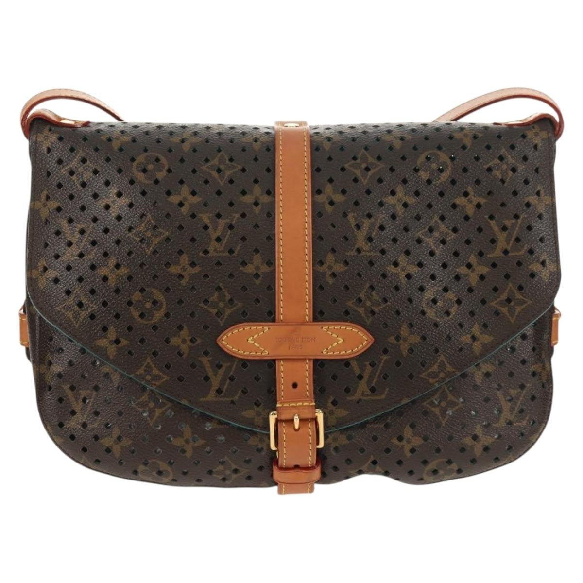 Louis Vuitton Flore Saumur Handbag Perforated Monogram Canvas Brown Canvas Shoulder Bag Bag (Pre-Owned)