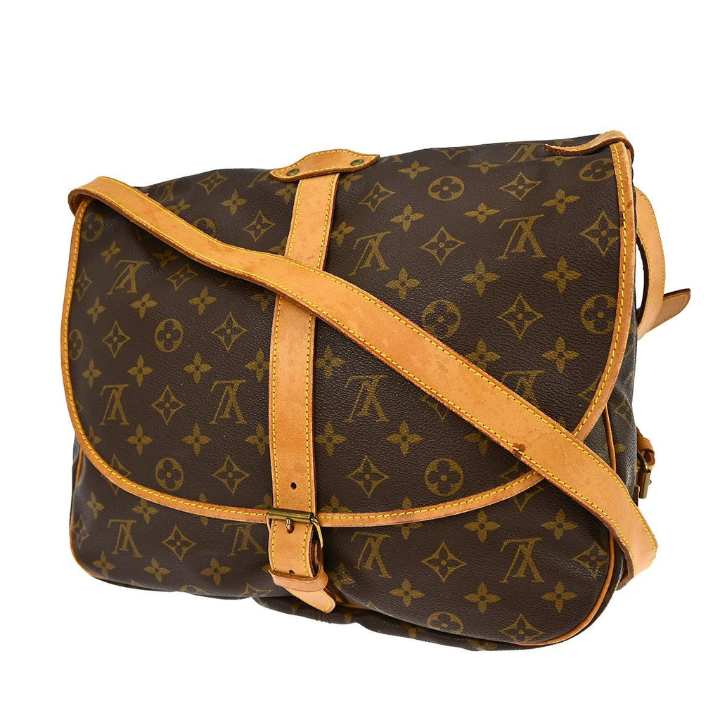 Louis Vuitton Saumur Handbag Monogram Canvas Brown Canvas Shoulder Bag Bag (Pre-Owned)