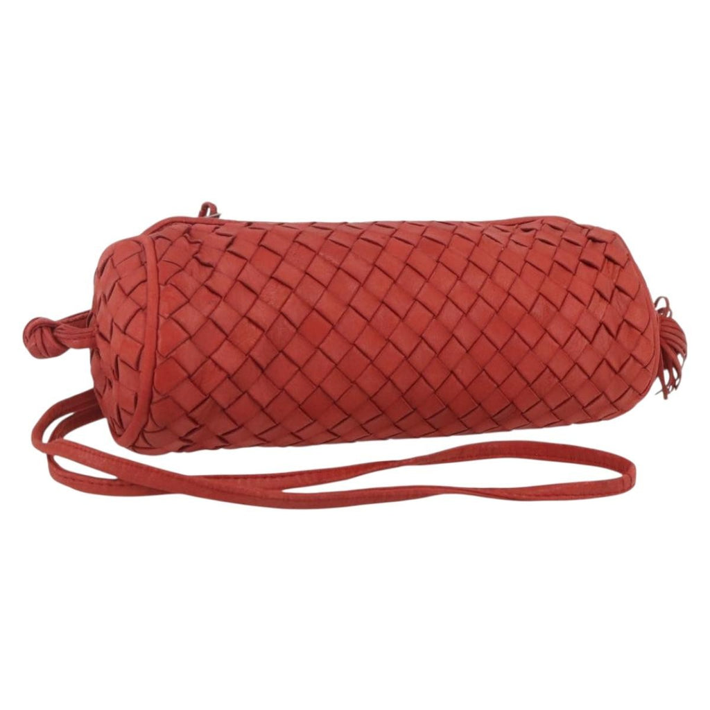 Bottega Veneta Intrecciato Clutch Bag Leather Red Leather Clutche & Pouche Bag (Pre-Owned)